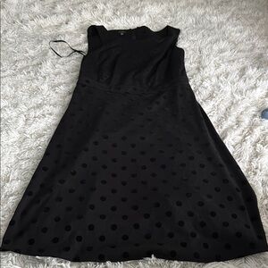 Talbots Black Midi Dress with Velvet Polka Dots